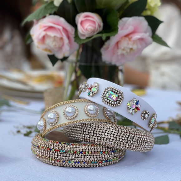 Hand Made Accessories - Multicolor Hand Made Individual Set Crystal Soft Padded Headband Hair Accessory